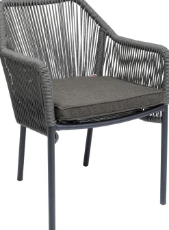 Online KARE Design Krzesło ogrodowe z podłokietnikami Wave 66x79 cm szare - KARE