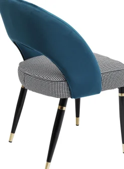 Clearance KARE Design Krzesło Samantha 56x83 cm niebieskozielone siedzisko pepitka - KARE