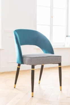 Clearance KARE Design Krzesło Samantha 56x83 cm niebieskozielone siedzisko pepitka - KARE