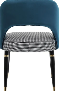 Clearance KARE Design Krzesło Samantha 56x83 cm niebieskozielone siedzisko pepitka - KARE