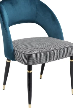 Clearance KARE Design Krzesło Samantha 56x83 cm niebieskozielone siedzisko pepitka - KARE