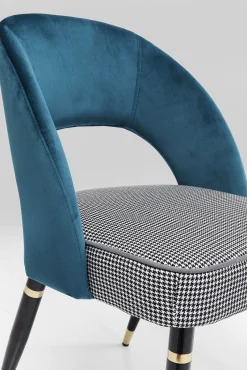 Clearance KARE Design Krzesło Samantha 56x83 cm niebieskozielone siedzisko pepitka - KARE