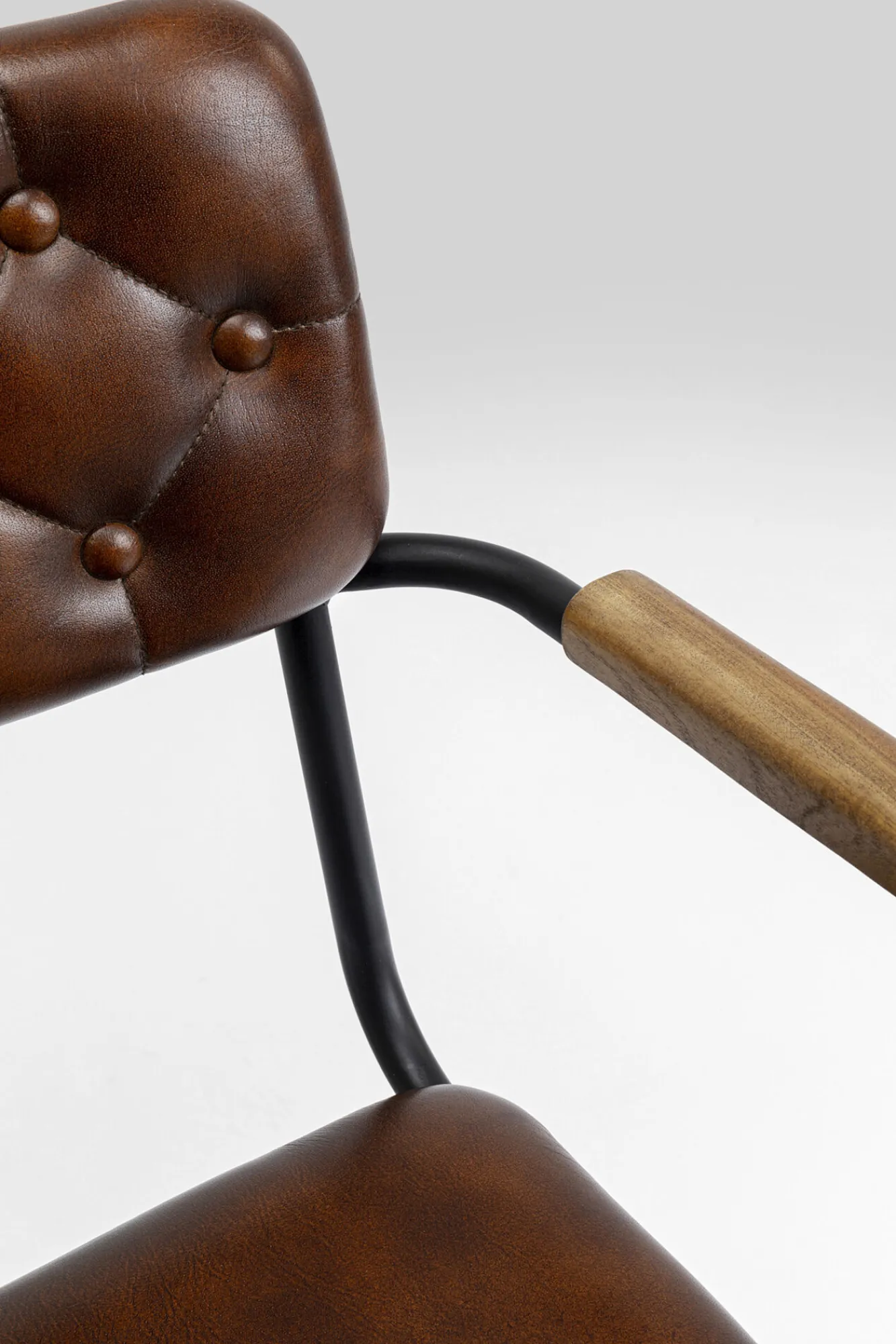 Online KARE Design Krzesło skórzane brązowe z podłokietnikami 53x79 cm nogi czarne - KARE