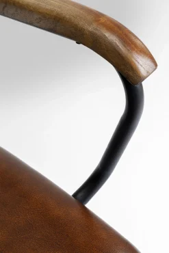 Online KARE Design Krzesło skórzane brązowe z podłokietnikami 53x79 cm nogi czarne - KARE