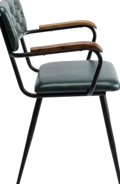 Fashion KARE Design Krzesło skórzane zielone z podłokietnikami 53x79 cm nogi czarne - KARE