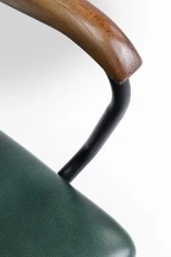 Fashion KARE Design Krzesło skórzane zielone z podłokietnikami 53x79 cm nogi czarne - KARE