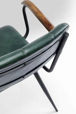 Fashion KARE Design Krzesło skórzane zielone z podłokietnikami 53x79 cm nogi czarne - KARE