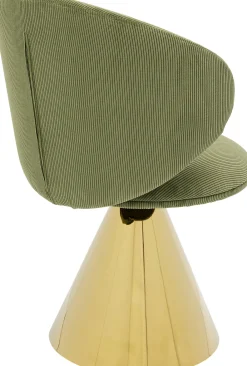 Hot KARE Design Krzesło tapicerowane zielone ze złotą podstawą 60x82 cm - KARE