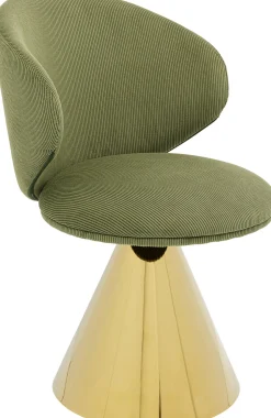 Hot KARE Design Krzesło tapicerowane zielone ze złotą podstawą 60x82 cm - KARE