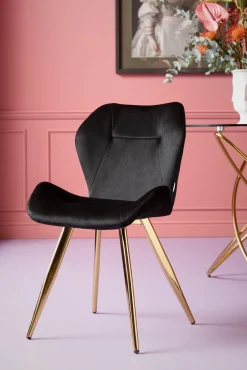 Discount KARE Design Krzesło Viva 50x82 cm czarne - nogi złote - KARE