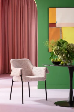 New KARE Design Krzesło z podłokietnikami beżowe z czarnymi nogami ze stali 70x85 cm - KARE