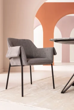 New KARE Design Krzesło z podłokietnikami Bess 70x85 cm szare - KARE