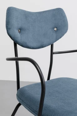 Best KARE Design Krzesło z podłokietnikami niebieskie z czarną stalową ramą 59x82 cm - KARE
