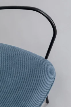 Best KARE Design Krzesło z podłokietnikami niebieskie z czarną stalową ramą 59x82 cm - KARE