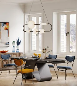 Best KARE Design Krzesło z podłokietnikami niebieskie z czarną stalową ramą 59x82 cm - KARE