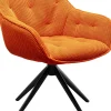 Best KARE Design Krzesło z podłokietnikami obrotowe pikowane pomarańczowe nogi czarne 64x81 cm - KARE