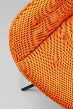 Best KARE Design Krzesło z podłokietnikami obrotowe pikowane pomarańczowe nogi czarne 64x81 cm - KARE