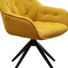 Discount KARE Design Krzesło z podłokietnikami obrotowe pikowane żółte nogi czarne 64x81 cm - KARE