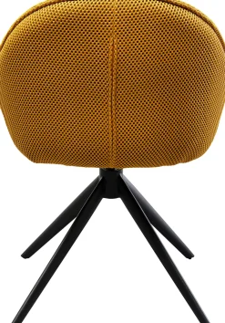 Discount KARE Design Krzesło z podłokietnikami obrotowe pikowane żółte nogi czarne 64x81 cm - KARE