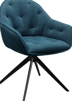 Best KARE Design Krzesło z podłokietnikami obrotowe pikowane niebieskie  nogi czarne 64x81 cm - KARE
