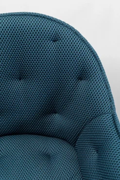 Best KARE Design Krzesło z podłokietnikami obrotowe pikowane niebieskie  nogi czarne 64x81 cm - KARE