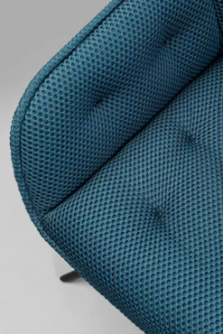 Best KARE Design Krzesło z podłokietnikami obrotowe pikowane niebieskie  nogi czarne 64x81 cm - KARE