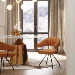 New KARE Design Krzesło z podłokietnikami obrotowe w kolorze brązowym nogi czarne 58x78 cm - KARE