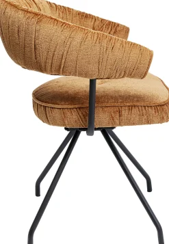 New KARE Design Krzesło z podłokietnikami obrotowe w kolorze brązowym nogi czarne 58x78 cm - KARE