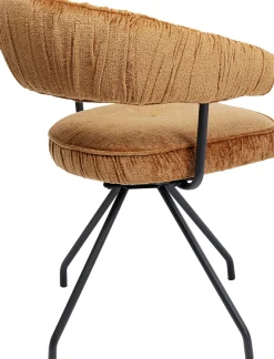 New KARE Design Krzesło z podłokietnikami obrotowe w kolorze brązowym nogi czarne 58x78 cm - KARE