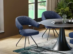 Best KARE Design Krzesło z podłokietnikami obrotowe w kolorze niebieskim nogi czarne 58x78 cm - KARE