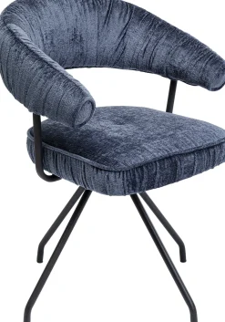 Best KARE Design Krzesło z podłokietnikami obrotowe w kolorze niebieskim nogi czarne 58x78 cm - KARE