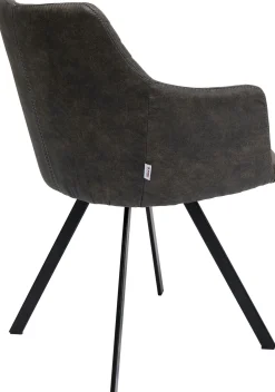 Outlet KARE Design Krzesło z podłokietnikami obrotowe tapicerowane 53x84 cm antracytowe - KARE