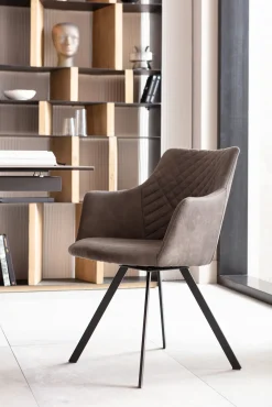 Outlet KARE Design Krzesło z podłokietnikami obrotowe tapicerowane 53x84 cm antracytowe - KARE