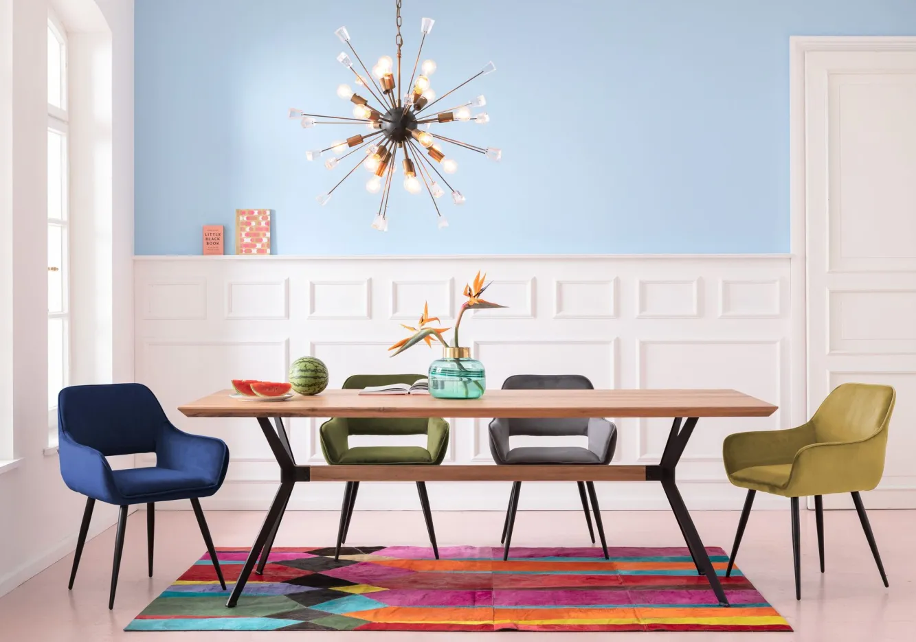 Discount KARE Design Krzesło z podłokietnikami San Francisco 59x82 cm niebieskie - KARE