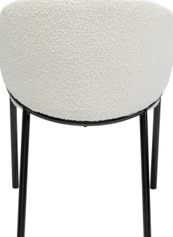 Discount KARE Design Krzesło z podłokietnikami tapicerowane białe boucle nogi stalowe czarne 58x79 cm - KARE