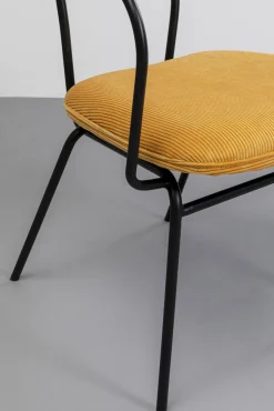 Best KARE Design Krzesło z podłokietnikami żółte z czarną stalową ramą 59x82 cm - KARE