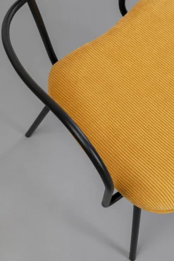 Best KARE Design Krzesło z podłokietnikami żółte z czarną stalową ramą 59x82 cm - KARE