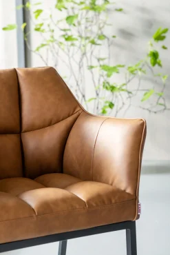 New KARE Design Krzesło z podłokietnikami Thinktank 62x85 cm jasnobrązowe skóra naturalna - KARE