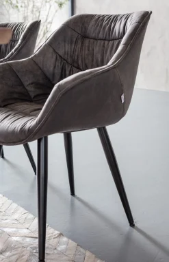 Outlet KARE Design Krzesło z podłokietnikami Thelma 65x82 cm szare ekoskóra - KARE