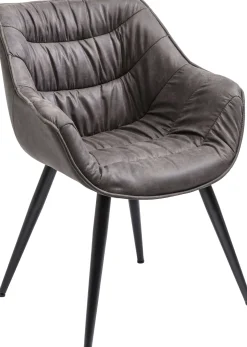 Outlet KARE Design Krzesło z podłokietnikami Thelma 65x82 cm szare ekoskóra - KARE