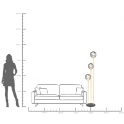 Hot KARE Design Lampa podłogowa Al Capone Tre 37x176 cm złota klosze przydymione - KARE