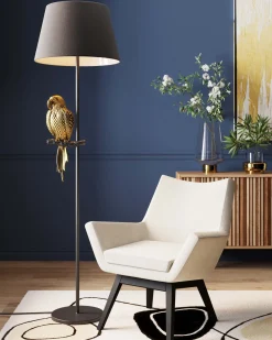 Best KARE Design Lampa podłogowa Animal Parrot Ø40x176 cm czarno-złota - KARE