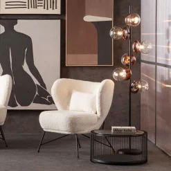 Best KARE Design Lampa podłogowa czarna klosze szklane transparentne i miedziane 165 cm - KARE