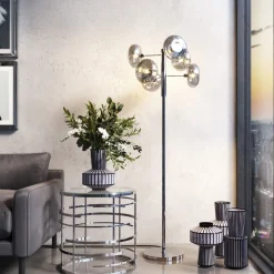 Best KARE Design Lampa podłogowa Headlight 43x163 cm srebrna - KARE