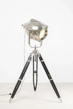 Best KARE Design Lampa podłogowa Movie 230 cm trójnóg drewno mango i aluminium - KARE