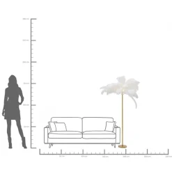 Best KARE Design Lampa podłogowa palma biała strusie pióra 165 cm podstawa złota - KARE