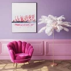 Best KARE Design Lampa podłogowa palma biała strusie pióra 165 cm podstawa złota - KARE