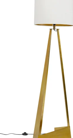 Sale KARE Design Lampa podłogowa podstawa złota stalowa abażur biały lniany 150 cm - KARE