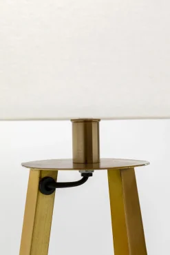 Sale KARE Design Lampa podłogowa podstawa złota stalowa abażur biały lniany 150 cm - KARE