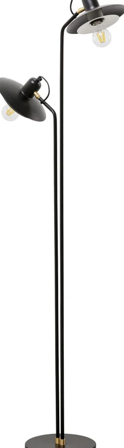 Discount KARE Design Lampa podłogowa podwójna czarna stalowa 149 cm - KARE